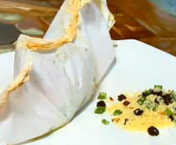 Papillote de salmão com cuscuz marroquino