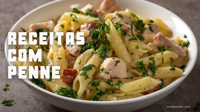 Penne com atum, broto de bambu e gergelim branco